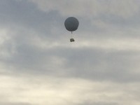 Flying camper van over Shropshire