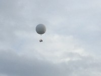 Flying camper van over Shropshire