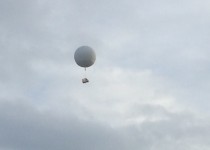 Flying camper van over Shropshire