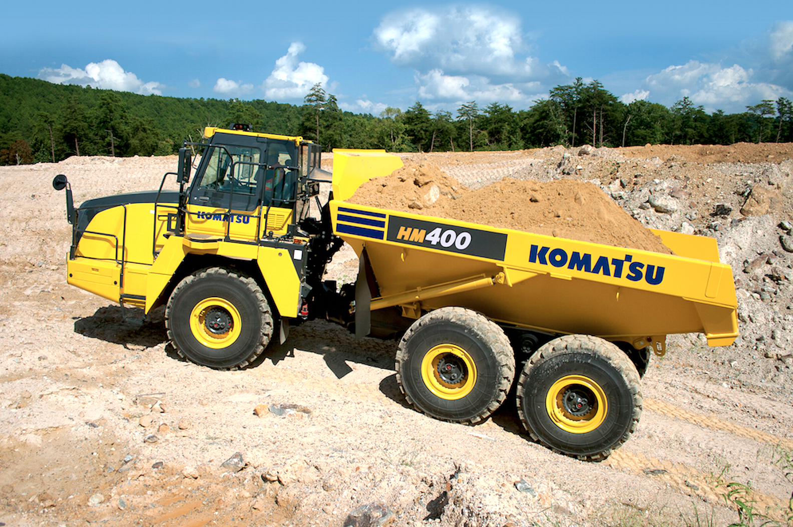 Aluguel de caminhão basculante HM400 | Caminhão basculante articulado Komatsu da Ridgway