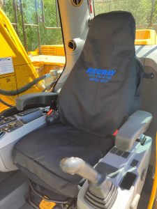 New seat covers for plant hire at Ridgway