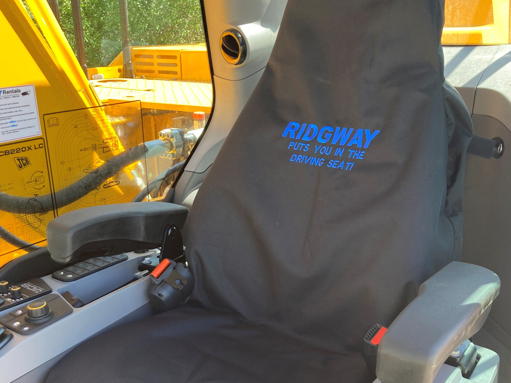 New seat covers for plant hire at Ridgway Rentals Ltd
